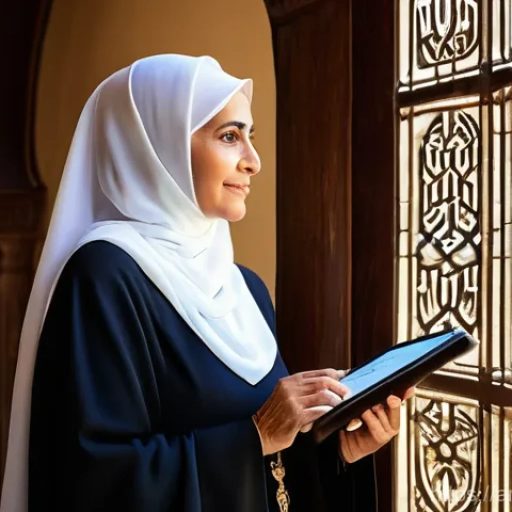 건축평가 전문가로서 필수적인 자격과 경험 - **Prompt:** "A highly experienced Arab architectural appraiser, a woman in her late 40s wearing a pr...