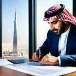 건축평가사가 알아야 할 법적 지식 - **Prompt:** A highly detailed, realistic image of a male Arab real estate appraiser, in his late 30s...