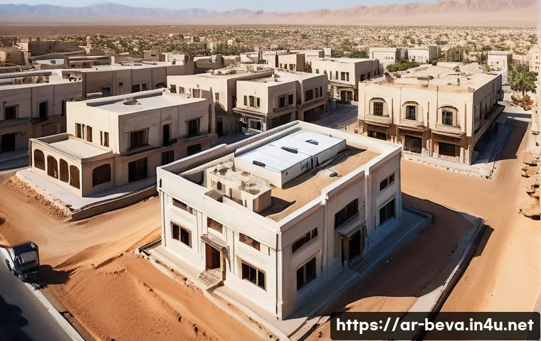 건축평가사로서 첫 현장 보고 작성법 - A detailed aerial view of an urban site inspection in a Middle Eastern city with traditional Arabic ...